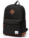 Backpack for Men Women, Vaschy Classic Water-resistant Lightweight Casual Daypack School Bag Boys Girls BookBag Travel Rucksack Fits 15.6 Inch Laptop Black