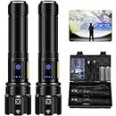 Rechargeable Flashlight 300000 Lumens, BCOTE 2 Pack Super Bright LED Flashlight Camping, Brightest High Powerful Handheld Flashlights-7 Modes with COB Light, IPX7 Waterproof Home Outdoor Flash Light