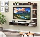 DecoreSany 48 inch MDF C Shaped Wall Mounted TV Unit, Floating Cabinet for Wall for Living Room/Kid's Room/Bedroom Suitable for Upto 48 inches Smart tv (C Style Cabinet, Wenge White)