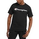 Champion Mens T-shirt, Classic Graphic Soft And Comfortable For Men, Script Logo (Reg. Or Big & Tall), Black Script, Small US