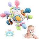 Jouet pour bébé à attraper en forme de balle, jouets de dentition sensoriels, anneau de dentition en silicone, jouet éducatif précoce Montessori, hochet pour bébé, cadeau pour bébés de 3 à 18 mois.
