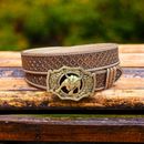 Men's Western Belt Rodeo Full Grain Leather Heavy Duty With Removable Buckle