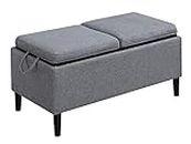 Convenience Concepts Designs4Comfort Magnolia Storage Ottoman with Trays, Soft Gray Fabric
