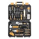 DEKOPRO 100 Pieces Home Repair Tool Set,General Household Hand Tool Kit with Plastic Tool Box Storage