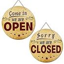 D4DREAM Open and Closed Sign for Business 11.4" Double-Sided Reversible Open Sign with Rope Open Closed Sign Come In We're Open or Closed Store Hanging Sign for Coffee Bar Shop Door Window