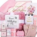Birthday Gifts for Women, Happy Birthday Gifts for Her, Mom, Sister, Best Friend, Girlfriend, Coworker, Wife Bday Gift Ideas, Unique Relaxing Spa Birthday Gift Basket for Women Care Package w/ Blanket