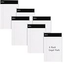 Enday Small Note Pads 5x8 Legal Pads, Legal/Wide Ruled Writing Pad with Perforated Pages, White Paper Jr. Legal Note Pads for Work and Note-Taking, 30 Sheets Per Notepad, 6 Pack