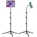 SAMHOUSING Ipad Tripod Stand,Gooseneck 65-inch Floor Stand for Tablet, iPad Floor Stand with 360° Rotating iPad Tripod Mount for iPhone iPad Mini, iPad Air, iPad Pro and All 4.5-12.9 Inch Tablets