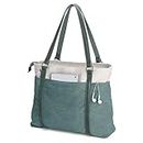 Women Laptop Tote Bag for Work Lightweight Splice Canvas 15.6 Inch Handbag Purse Green Size: Large