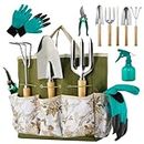 Complete Garden Tools Heavy Duty Kit with 9 Gardening Tools, with a Gardening Organizer for The Gardening Tools Supplies, Rust-Proof Garden Tool Set - Ideal Gardening Gifts for Women