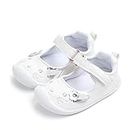 LACOFIA Baby Girls Mary Jane Flats Infant Anti-Slip First Walking Shoes White 3