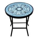 BACKYARD EXPRESSIONS PATIO Outdoor Side Table 19.3"Round Shape Metal Frame Black