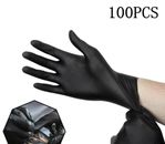 100x DISPOSABLE NITRILE GLOVES BLACK POWDER/LATEX FREE S TO L