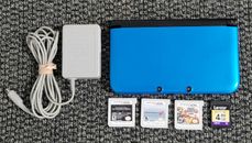 Nintendo 3DS XL Metallic Blue System W/ Charger, 4gb SD Card, 3 Games No Stylus 
