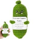 Emotional Support Pickle, Handmade Mini Funny Emotional Support Pickled Cucumber Gift Cute Handwoven Ornaments Emotional Support Crochet Pickled Cucumber Knitting Doll for Christmas Ornament Gift