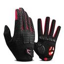 YYUFTTG Gants Bicycle Gloves Full Finger Touch Screen Bike Gloves Gel Pad Shockproof MTB Road Cycling Long Gloves Equipment (Color : Red, Size : S)