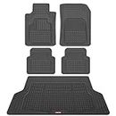 Motor Trend FlexTough Rubber Car Floor Mats with Cargo Trunk Liner, Trim to Fit Performance Plus Heavy Duty Liners for Auto SUV Truck Car Van, Thick & All Weather Black