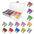 130 Pcs Car Standard Blade Fuse Assortment Kit (1/2/3/4/5/7.5/10/15/20/25/30/35/40A), Puller Tool Included, Well Organized, Fuse Replacement for Cars, SUVs, Vehicles, Boats, Motorbikes, Trucks