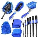 Didilor Car Cleaning Kit 12PCS Car Detailing Kit Wheel Cleaning Brush Tyre Brush Wire Brush Exterior and Interior car washing set for Car Motorcycle Bike Cleaning Wheels, Engine, Emblems, Air Vents