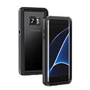 Lanhiem Samsung S7 Edge Case, IP68 Waterproof Dustproof Shockproof Case with Built-in Screen Protector, Full Body Sealed Underwater Protective Cover for Samsung Galaxy S7 Edge (Black)
