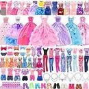 48 PCS Doll Clothes and Accessories 3 PCS Wedding Gowns 3 Tops 3 Pants 3 PCS Fashion Dresses 2 Sets Swimsuits Bikini 6 Braces Skirt 6 Necklace 10 Hangers and 15 pcs Shoes for 11.5 inch Doll
