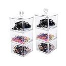 Hair Accessories Organizer, 2 Pack of BLVRYVIO 3 Drawer Clear Plastic Stackable Accessories Container Storage Holder with 1 Lid