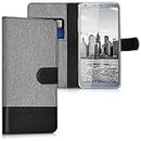 kwmobile Wallet Case kompatibel mit LG G6 - Hülle mit Ständer - Handyhülle Kartenfächer Grau Schwarz