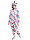 Adult Unicorn Onesie,One Piece Animal Cosplay Costume Pajamas Halloween Sleepwear Gifts for Women and Men Rainbow Love X-Large, Rainbow Love, X-Large
