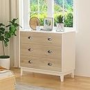 Giluta White Oak Dresser for Bedroom, 15.75" D x 31.5" W x 29.53" H Modern Chest of Drawer with Spacious Closet Storage Drawers, Fashion Wood Dresser for Living Room Natural