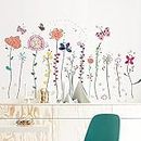 Removable Creative 3D Flower Wall Decal DIY Flowers Wall Decor Floral Wall Peel and Stick Sticker for Girls Teens Nursery Babys Bedroom Living Room Home Offices Kids Room Decoration (Multicolor)