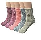 Aeoss Women's Knit Warm Casual Wool Crew Winter Socks (Fits All, Multicolour) -5 Pairs