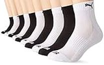 PUMA Unisex Puma Unisex Cushioned Quarter (5 Pack) Socks, Black/White, 43-46 EU