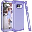 Phone Case for Samsung Galaxy S8 Hard Cover Shockproof Soft Silicone Bumper Hybrid Three Layer Armor Defender Heavy Duty Protective Cell Accessories Glaxay S 8 8S Edge SM-G950U Cases Women Girl Purple