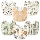 R HORSE 6Pcs Muslin Baby Drooling Bibs Soft Cotton Bandana Drool Bibs for Newborn Toddler Absorbent Burp Cloths Feeding Bibs with Snaps Teething and Drooling Bibs for Infants Boys Girls 0-36 Months
