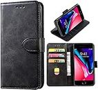DMDMBATH iPhone SE 2020 Case iPhone 8 Case iPhone 7 Case Wallet Shockproof Flip Flap Foldable Magnetic Clasp Protective Cover case with Cash Credit Card Slots (Black)