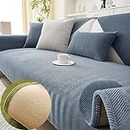 Vopetroy Herringbone Chenille Fabric Furniture Protector Couch Cover,Herringbone Chenille Sofa Cover,Funny Fuzzy Sofa Cover Chenille Herringbone (Greyish Blue,90 * 210 cm/35.4 * 82.68 in)