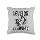 Gamer Zocker Konsole PC Game Videospiel Designs Level Complete Birthday Gift 35 Years Gamer Throw Pillow, 16x16, Multicolor
