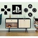 STASH HOUSE Gamers Wooden Wall Sign Set, PS5 Geometric Square Home Decor,Gift for Gamers,Gamers Wall Art,PS4 PS5 Gaming accessories (40 x 40 cm)