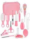 Bokhot Baby Healthcare and Grooming Kit 15 in 1, Safe Baby Grooming Kit Newborn Girl Boy Essentials, Portable Baby Care Set Nursery Shower Gift for Infant Baby Registry Search (Pink)