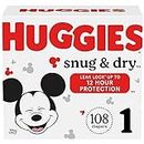 Huggies Size 1 Diapers, Snug & Dry Newborn Diapers, Size 1 (8-14 lbs), 108 Count