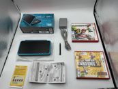Nintendo 2DS XL Handheld System - Black and Turquoise W/ Mario Games *TESTED