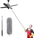 2024 Upgraded Long Handle Microfiber Feather Ceiling Duster for Dust Cleaning with extendable Pole 30-100 Inch with Anti Scratch Bendable Head Brush for Cleaning High Cobweb Stick high Ceiling Fan