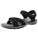 CAMEL CROWN Women's Hiking Sport Sandals Ultra Comfortable Athletic Walking Sandals with Arch Support for Outdoor Travel Beach Backpacking, Black, 8.5
