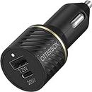 OtterBox USB-C Fast Charge Dual Port Car Charger, 50W Combined - Black