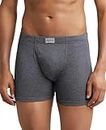Jockey Men's Super Combed Cotton rib fabric Boxer Briefs with Front Fly, Ultrasoft and Durable concealed waistband (Pack of 2) 8008_Charcoal Melange_M