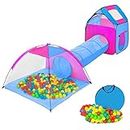 tectake 800151 Tente Igloo pour Enfants avec Tunnel + 200 Balles + Sac - Tente de Jeu - diverses Couleurs (Multicolore 2 | No. 401233)