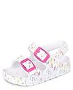 The Children's Place Baby Girls and Toddler Everyday Slide Sandals with Backstrap, White Paint Splatter, 5