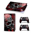 Vinyl Skin Sticker Decal Cover for PS5 Digital Version, Blood Skull PS5 Console and Controllers Skin