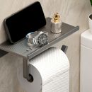 Space Aluminum Toilet Paper Shelf With Tray Wall Mounted Paper Roll Holder