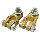 Ampper Brass Battery Terminal Connectors, Top Post Battery Terminals Clamp Set for Marine Car Boat RV Vehicles (1 Pair)